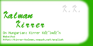 kalman kirrer business card
